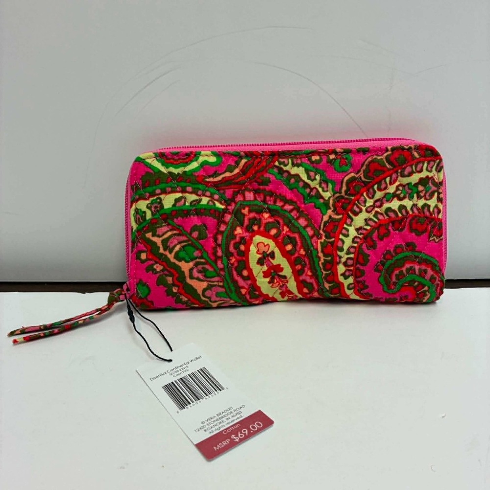 Vera Bradley Essential Continental Wallet Capri Pink Paisley Cotton Organizer - Picture 3 of 6